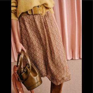Sezane Floral Brown Skirt
